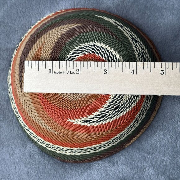 Zulu Telephone Wire Basket Bowl Multicolor Spiral 6.5" Handwoven African Decor - Picture 6 of 8
